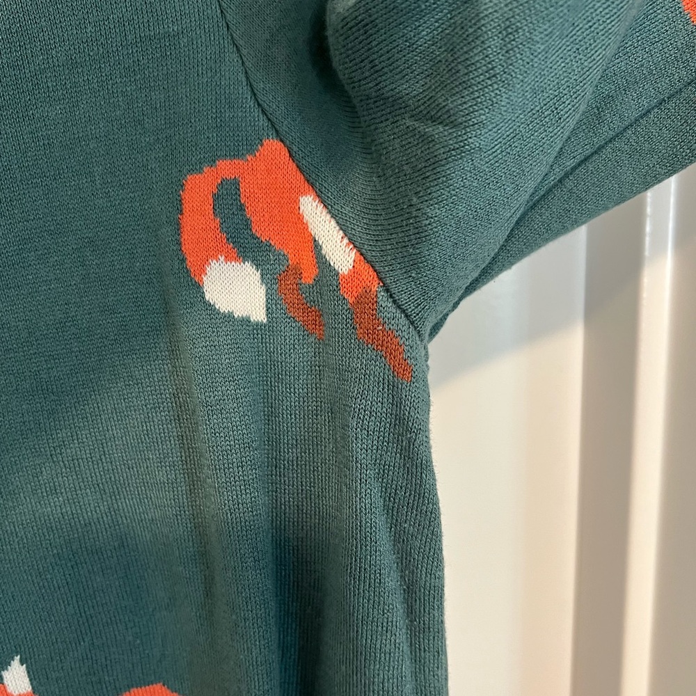 Green Fox Pattern Sweater - image 3
